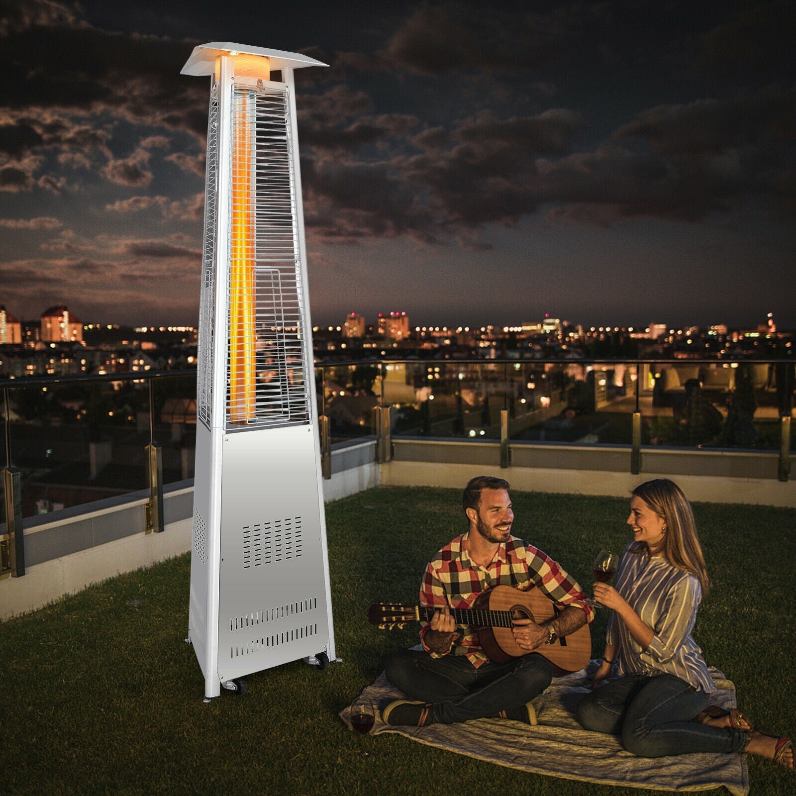 42 000 BTU Stainless Steel Pyramid Heater With Wheels