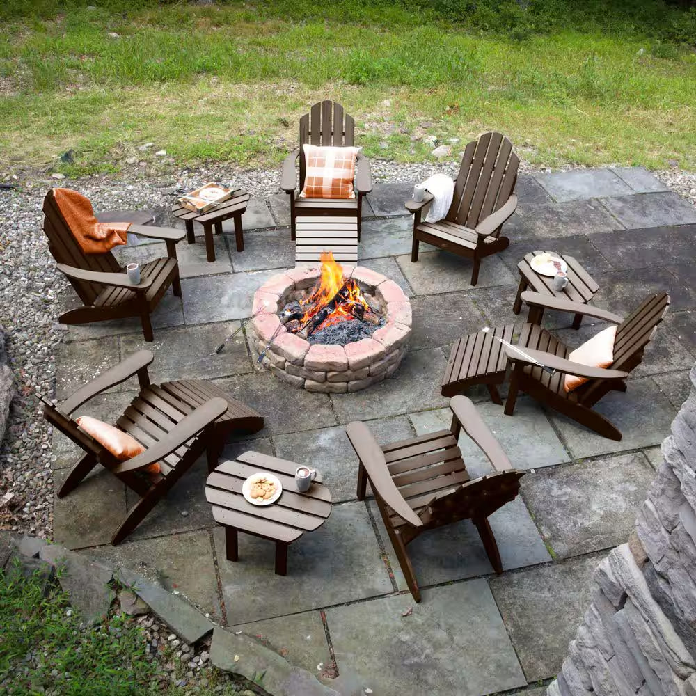 Transform Your Outdoor Space with the Classic Wesport Weathered Acorn 12-Piece Recycled Plastic Patio Fire Pit Seating Set