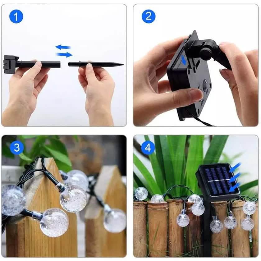 30 LED Solar String Ball Lights Outdoor Waterproof Garden Decor