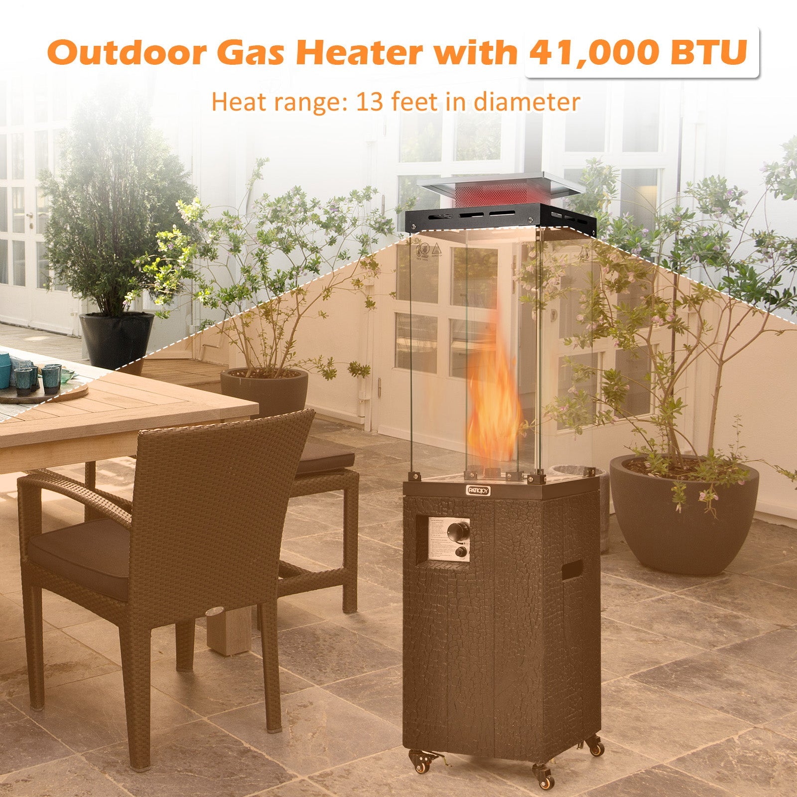 41 000 BTU Propane Heater with Metal Hood-Black
