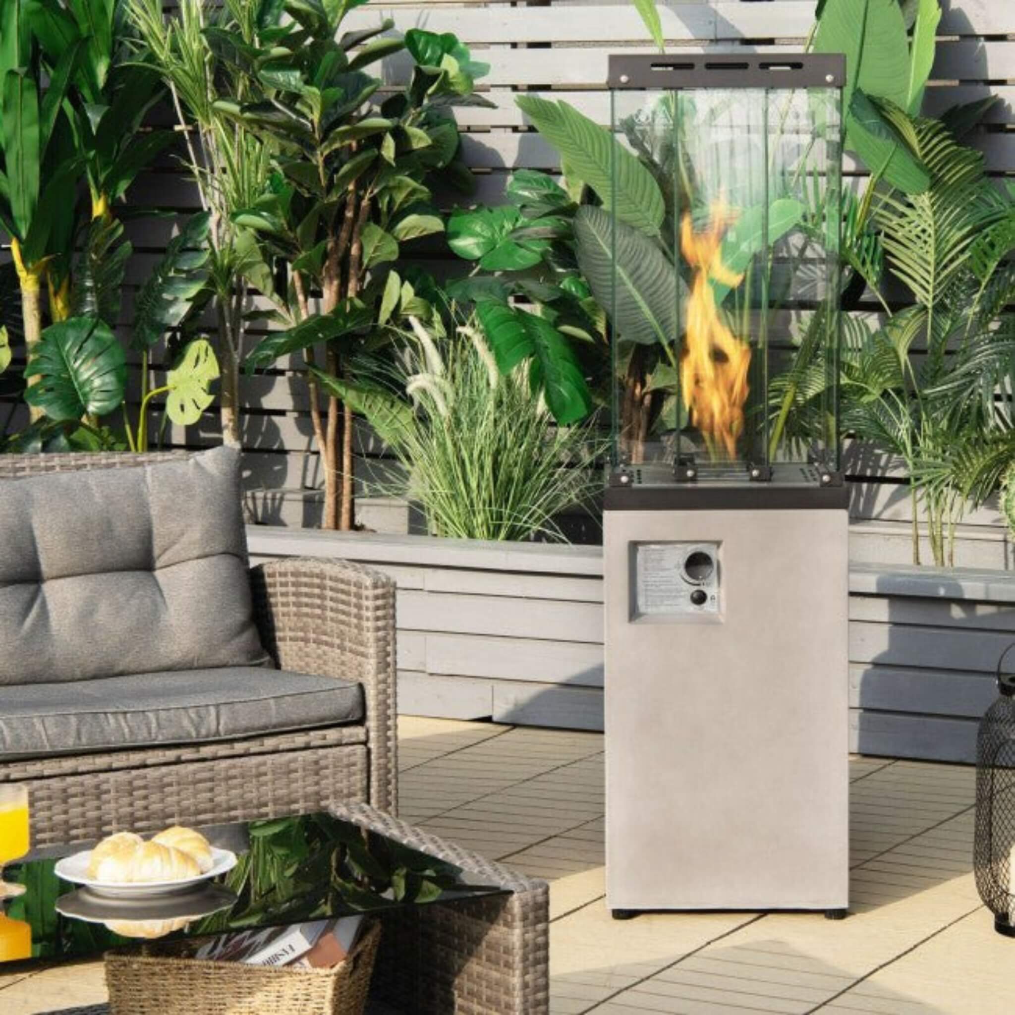 41,000 BTU Propane Patio Heater with Tempered Glass and Cover