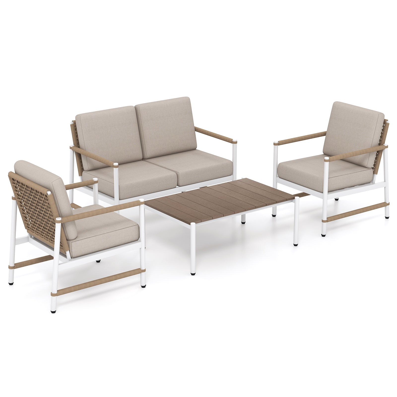 4-Piece Aluminum Patio Conversation Set with Loveseat, Chairs and Table