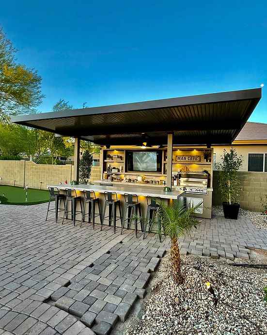 KoKoMo 20' x 20' Outdoor Kitchen Pavilion with BBQ Island, 70" TV, Bar, Grill & Kegerator