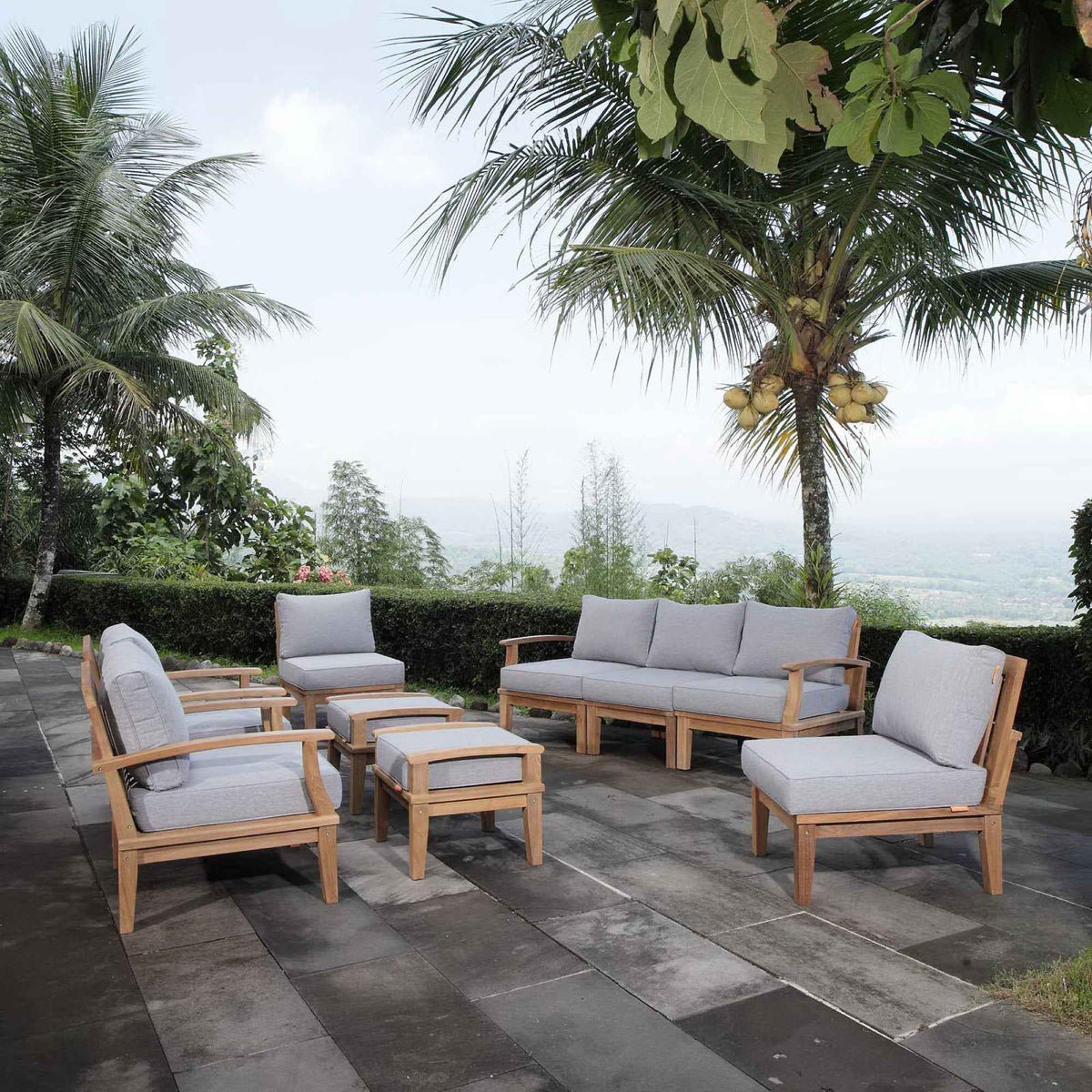 Patio Elegance Marina 9-Piece Teak Outdoor Lounge Set