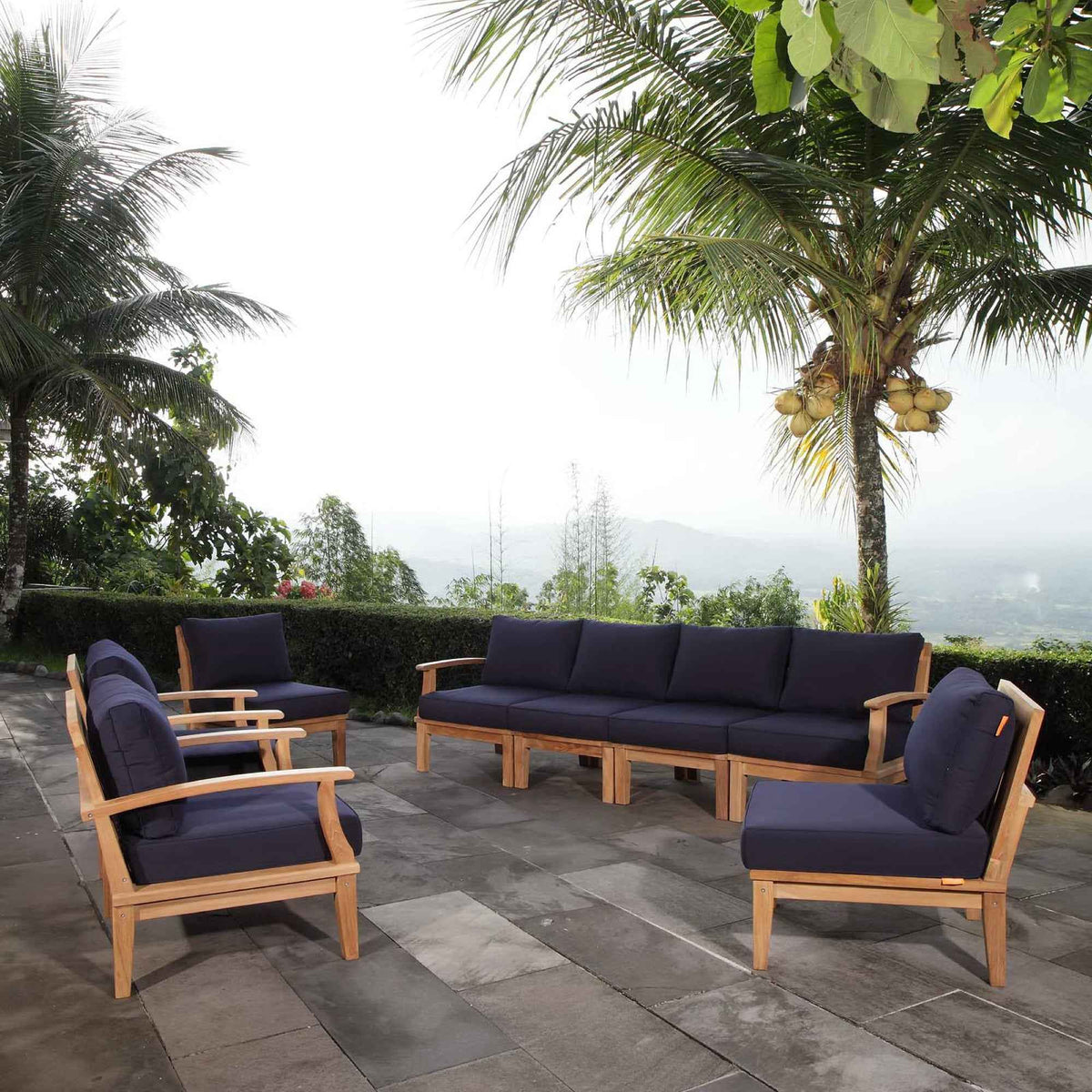 Patio Elegance Marina 9-Piece Teak Outdoor Lounge Set