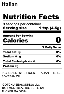 Classic Italian Seasoning Blend for Pasta, Pizza and Vegetables, 1.5 oz