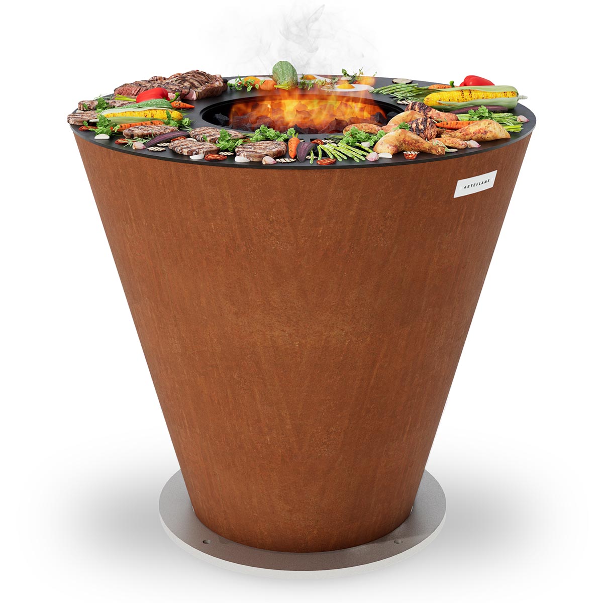 Arteflame Park Series ā One-Piece CORTEN Steel Park Grill (30ā³ / 40ā³) with Half Griddle + Half Grill