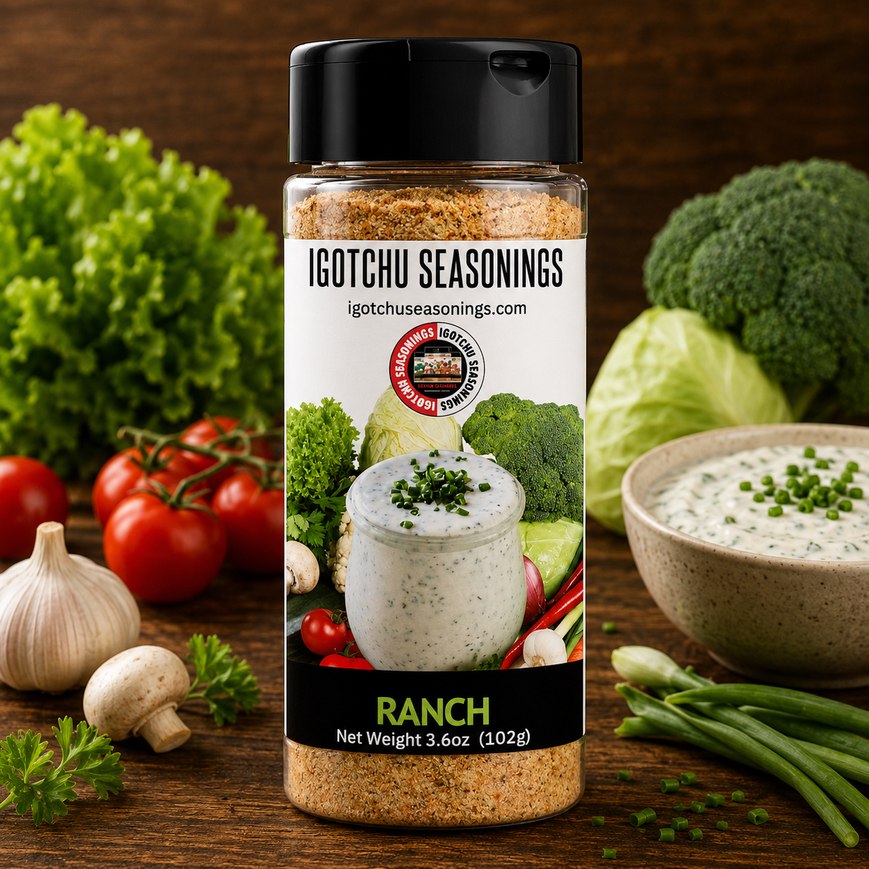 Ranch Seasoning Blend for Dips, Dressings, Chicken and Snacks, 3.6 oz