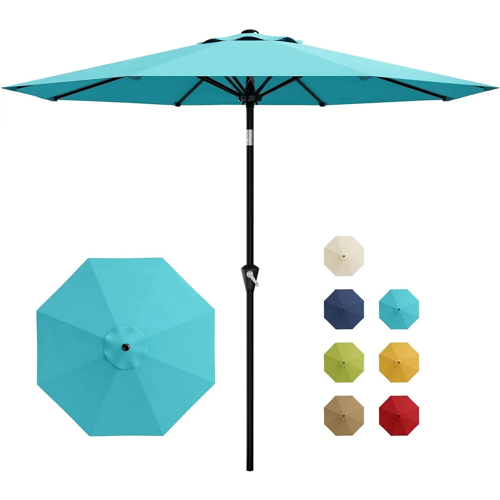 10-Foot Patio Market Umbrella with Crank Lift and Push-Button Tilt