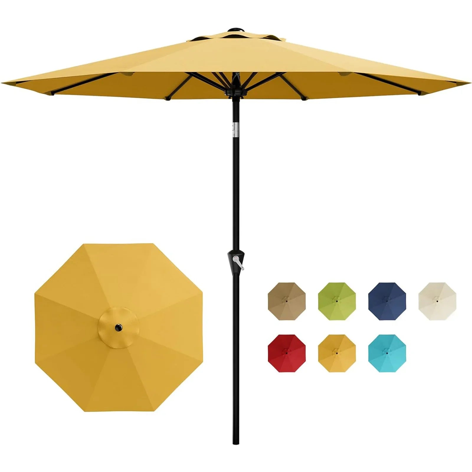 10-Foot Patio Market Umbrella with Crank Lift and Push-Button Tilt
