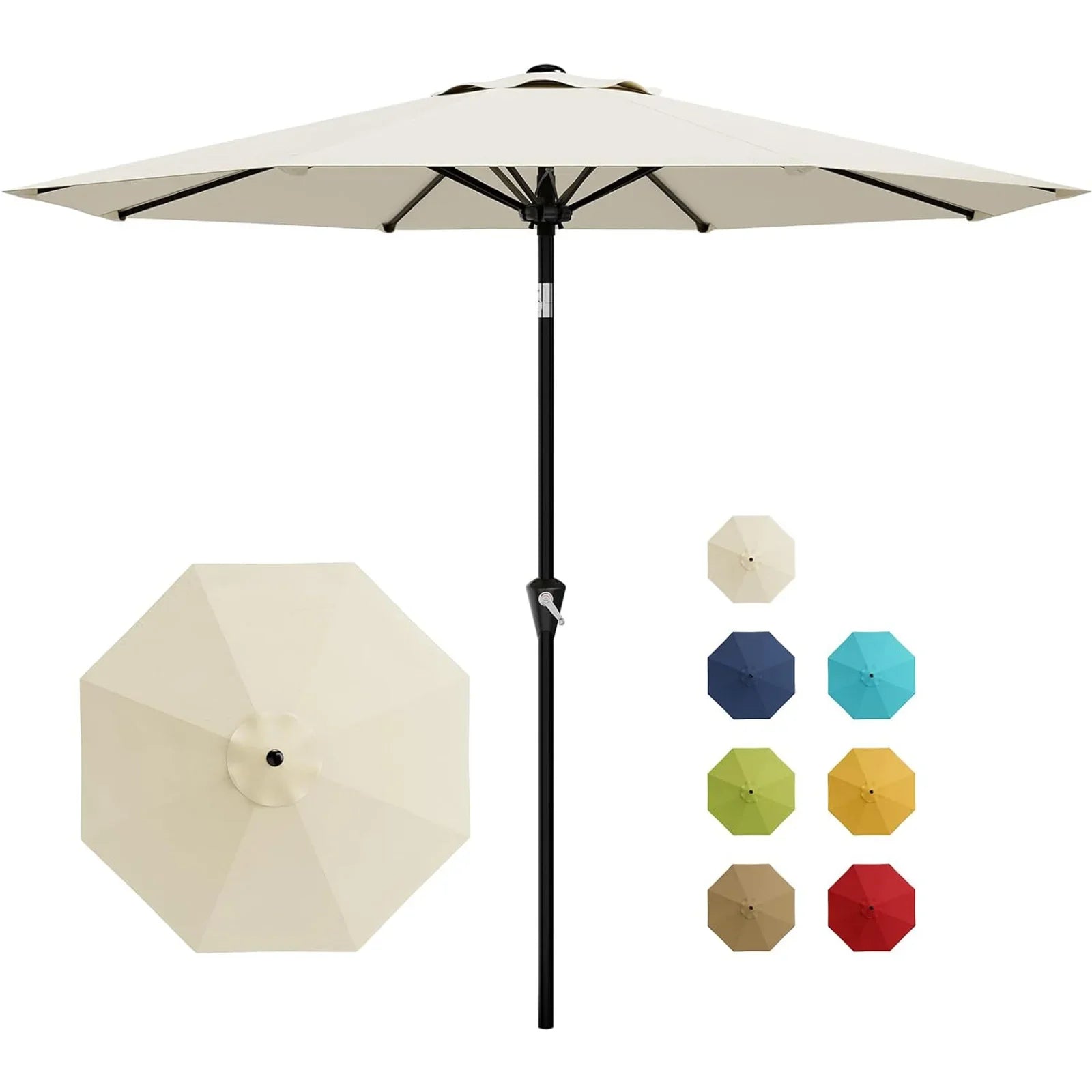 10-Foot Patio Market Umbrella with Crank Lift and Push-Button Tilt