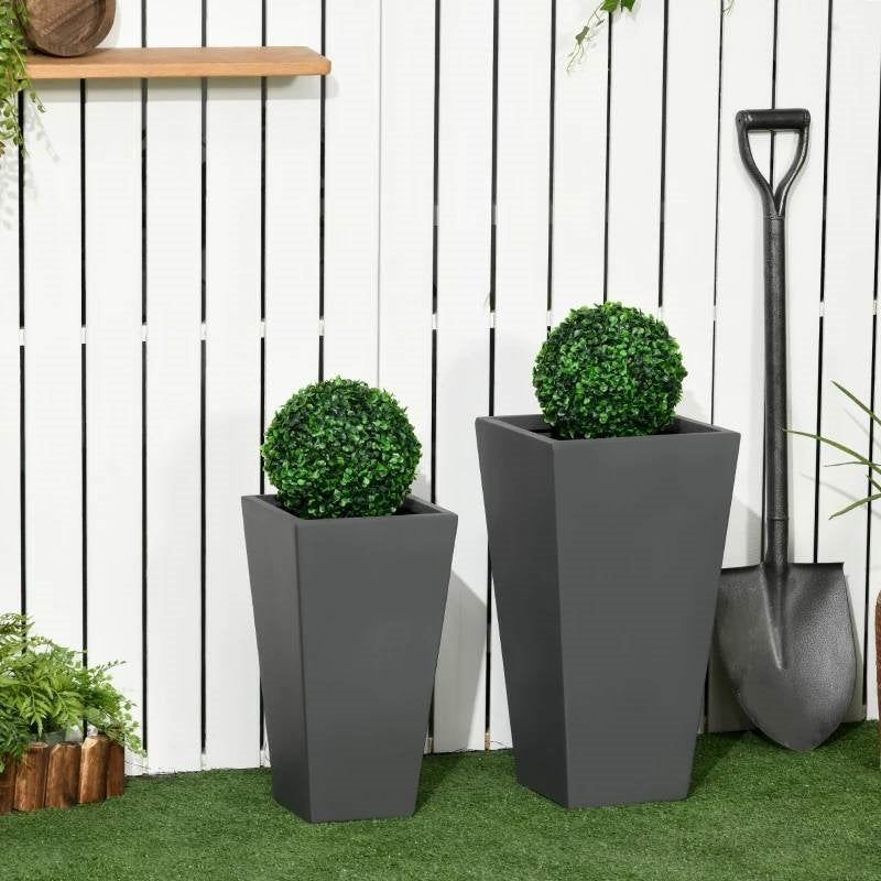Modern Grey Outdoor Planters ā Set of 2 (22" & 18")