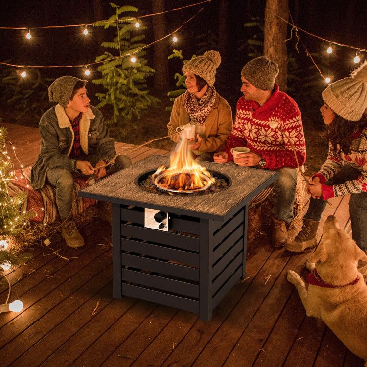 50,000 BTU Square Propane Fire Pit Table with Lava Rocks & Protective Cover