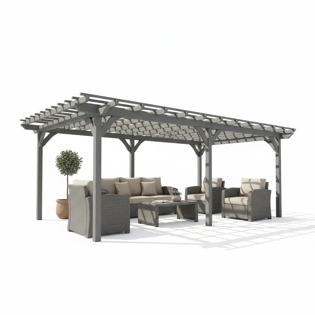 12x20 ft Wooden Pergola – Large Fir Wood Pergola Gazebo for Backyard, Garden & Deck, Gray Heavy-Duty Grape Tre