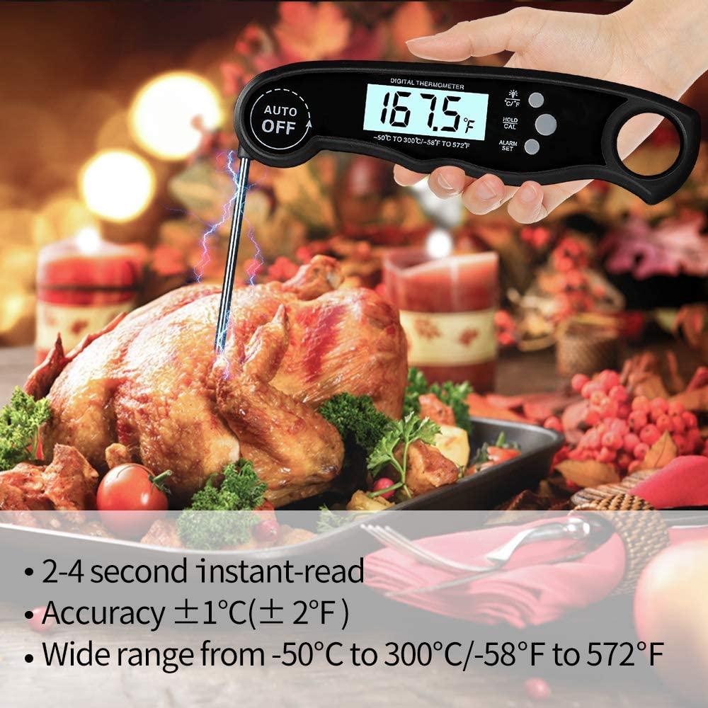 Dual-Probe Digital Meat Thermometer with Oven-Safe Alarm and Backlit Display