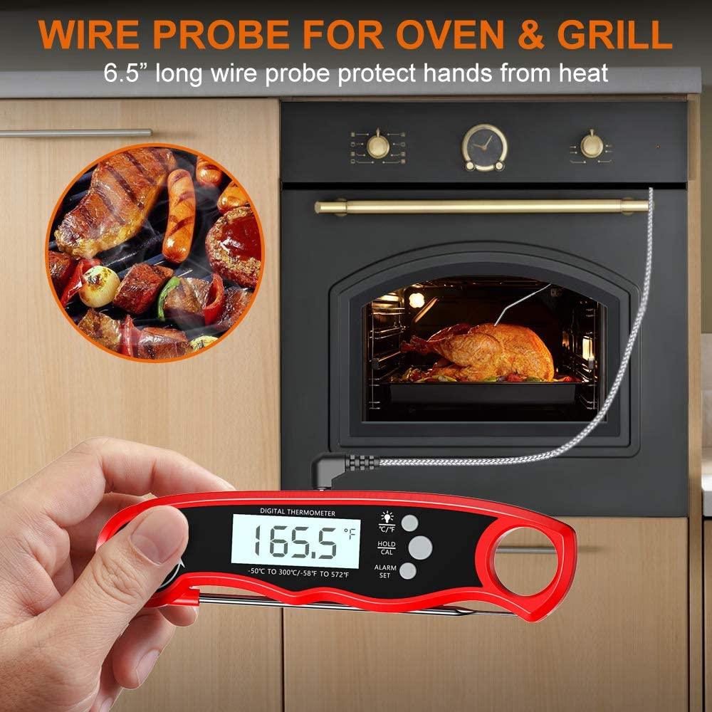 Dual-Probe Digital Meat Thermometer with Oven-Safe Alarm and Backlit Display