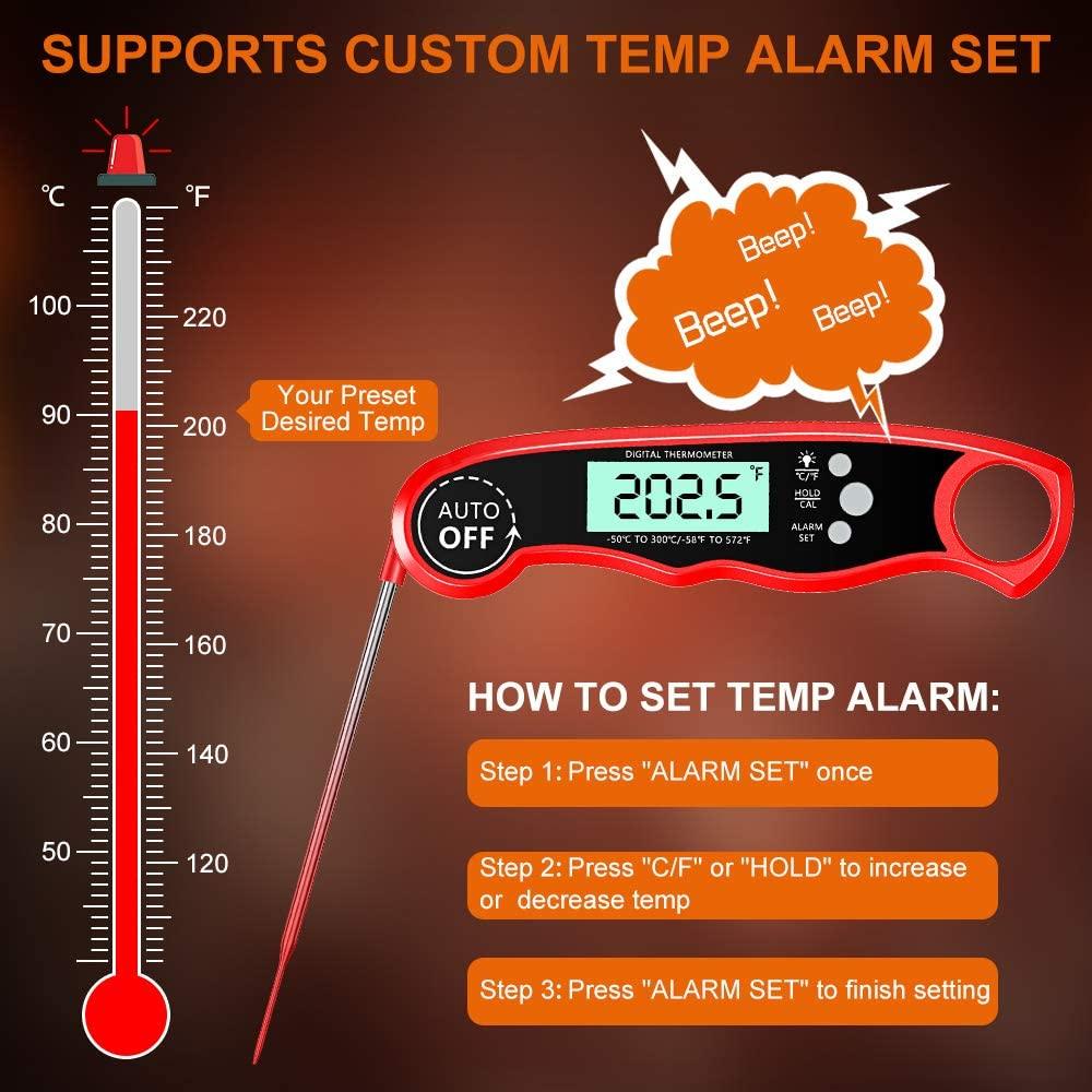 Dual-Probe Digital Meat Thermometer with Oven-Safe Alarm and Backlit Display
