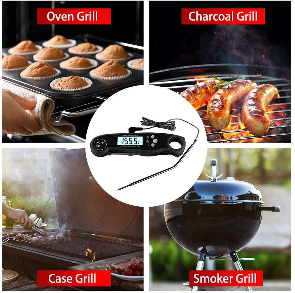 Dual-Probe Digital Meat Thermometer with Oven-Safe Alarm and Backlit Display