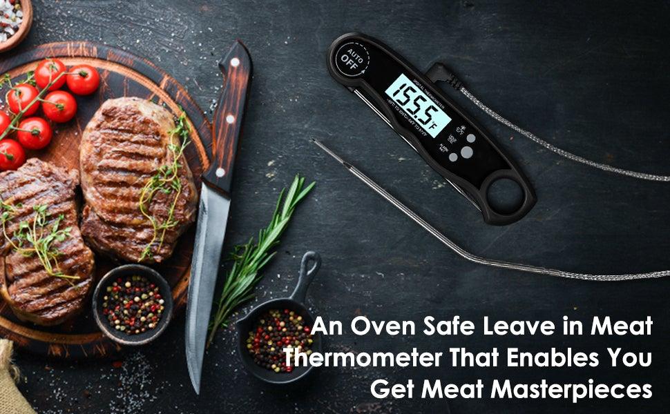 Dual-Probe Digital Meat Thermometer with Oven-Safe Alarm and Backlit Display