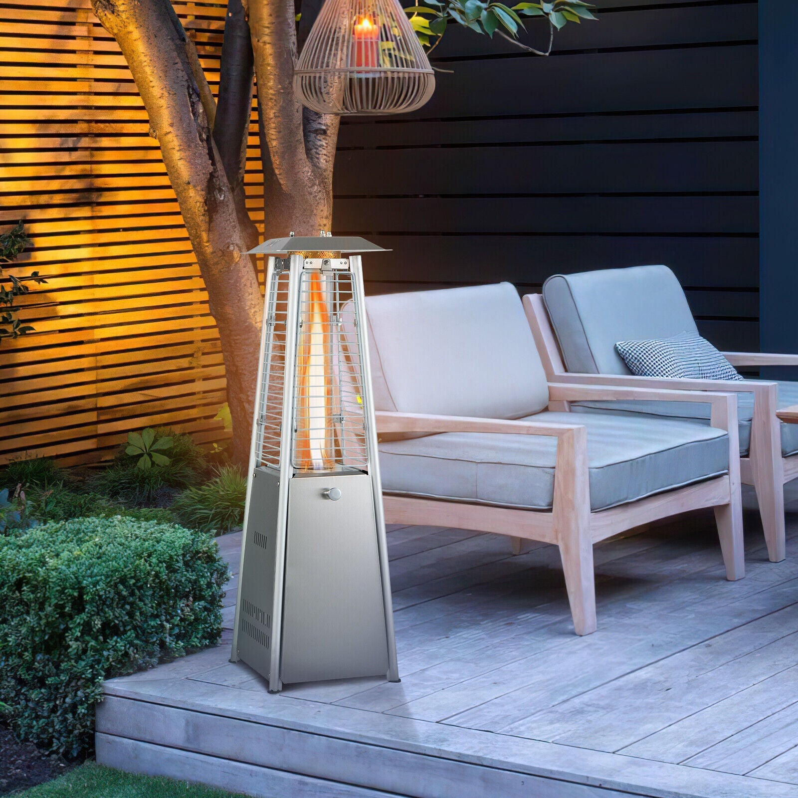 10,000 BTU Portable Tabletop Propane Patio Heater with Glass Flame Tube