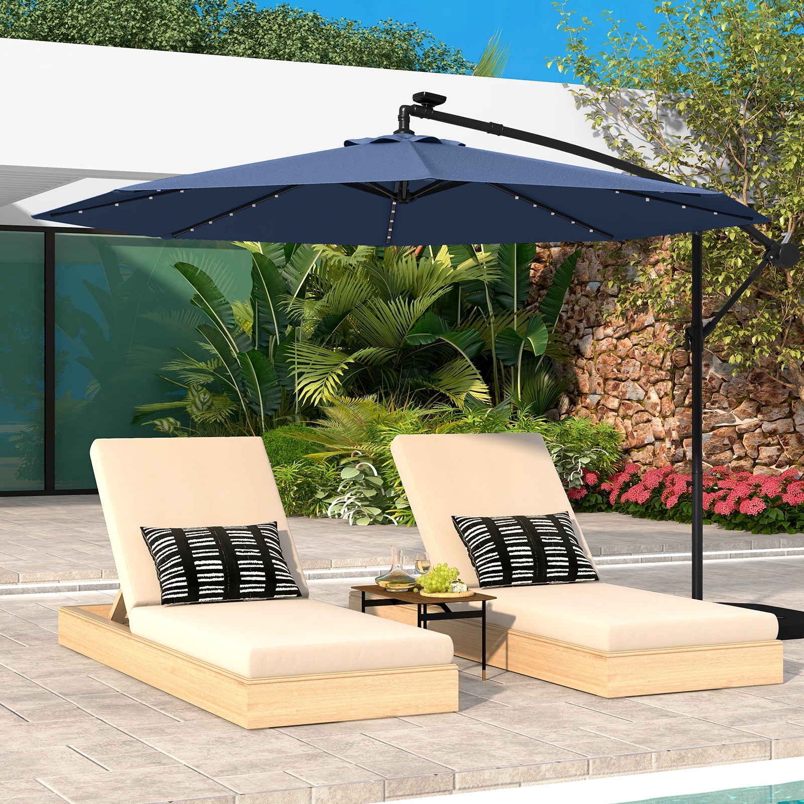Solar LED Cantilever Umbrella – Offset Umbrella with Lights