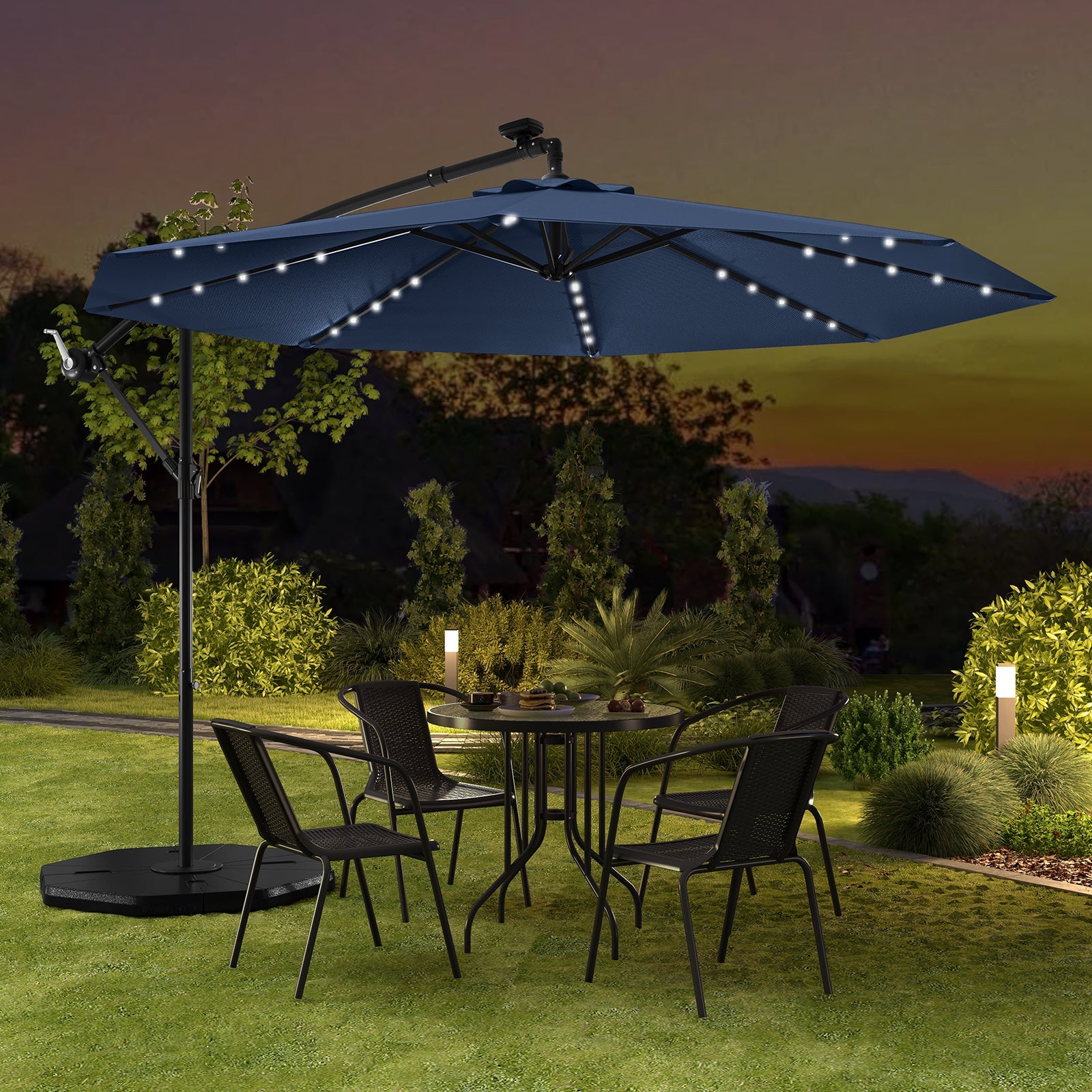 Solar LED Cantilever Umbrella – Offset Umbrella with Lights