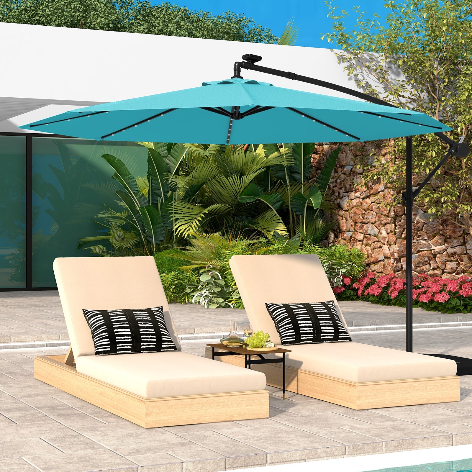 Solar LED Cantilever Umbrella – Offset Umbrella with Lights