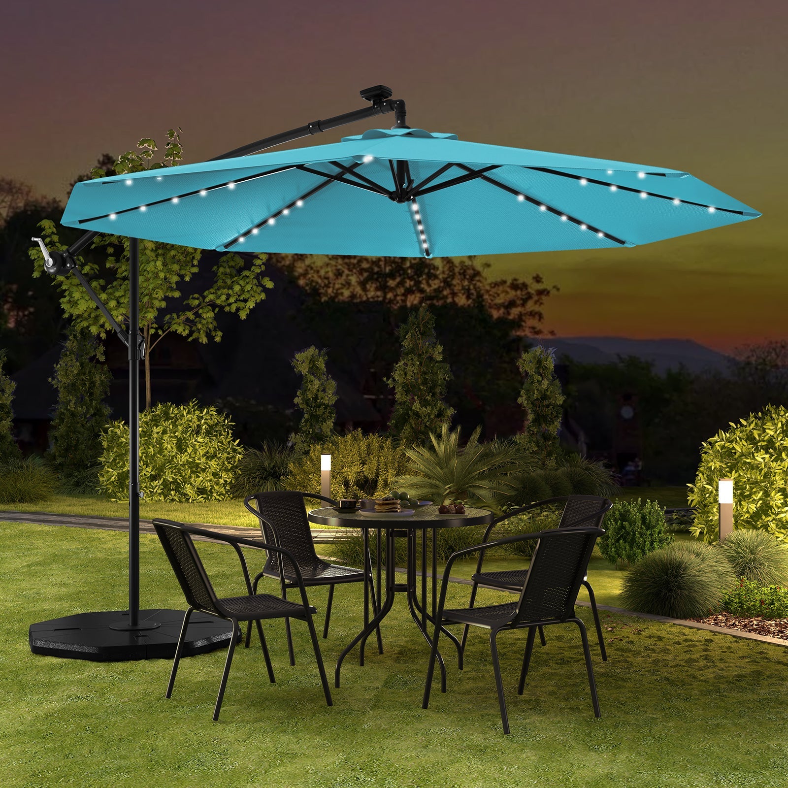 Solar LED Cantilever Umbrella – Offset Umbrella with Lights