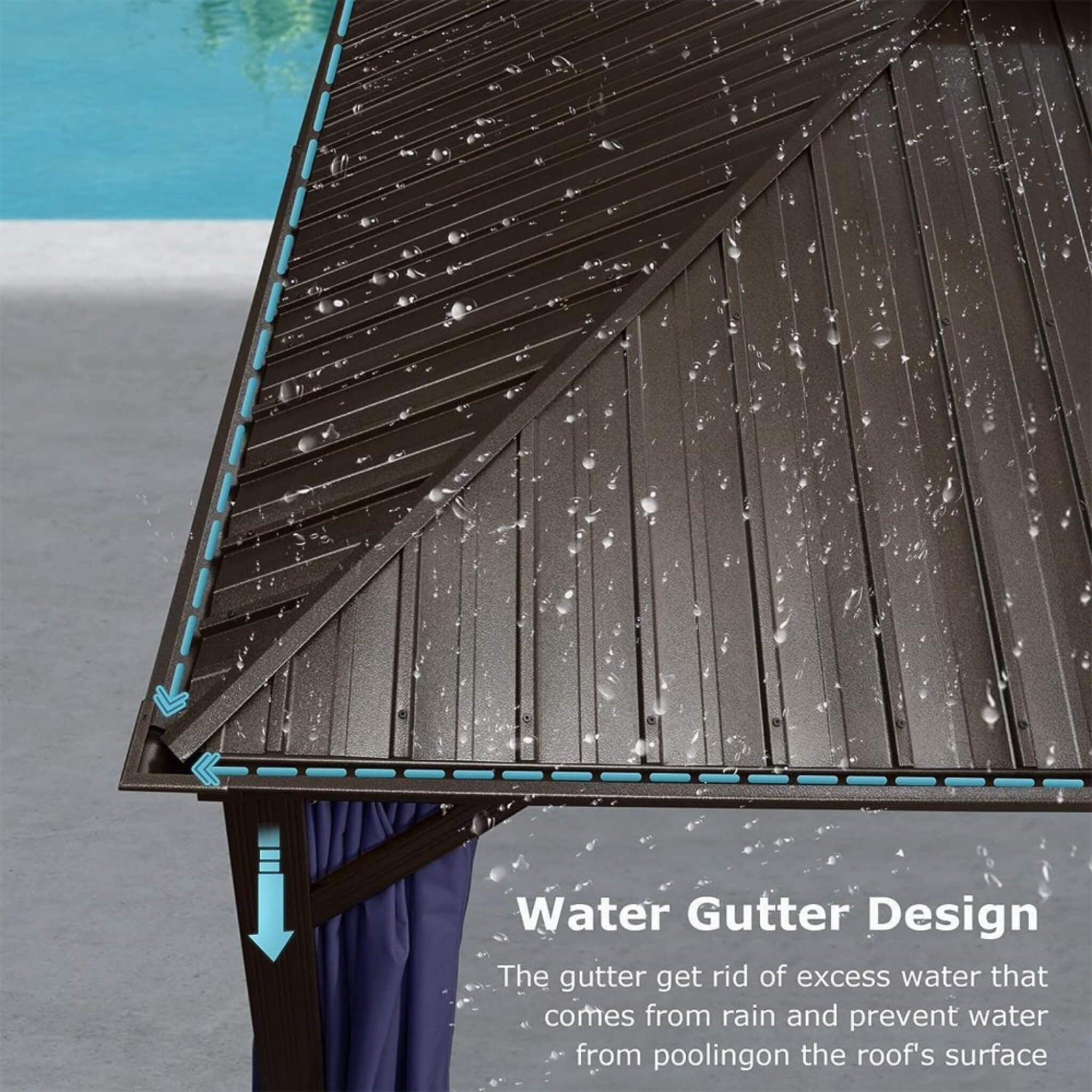 Outdoor Hardtop Gazebo with Aluminum Frame, Curtains and Mosquito Netting
