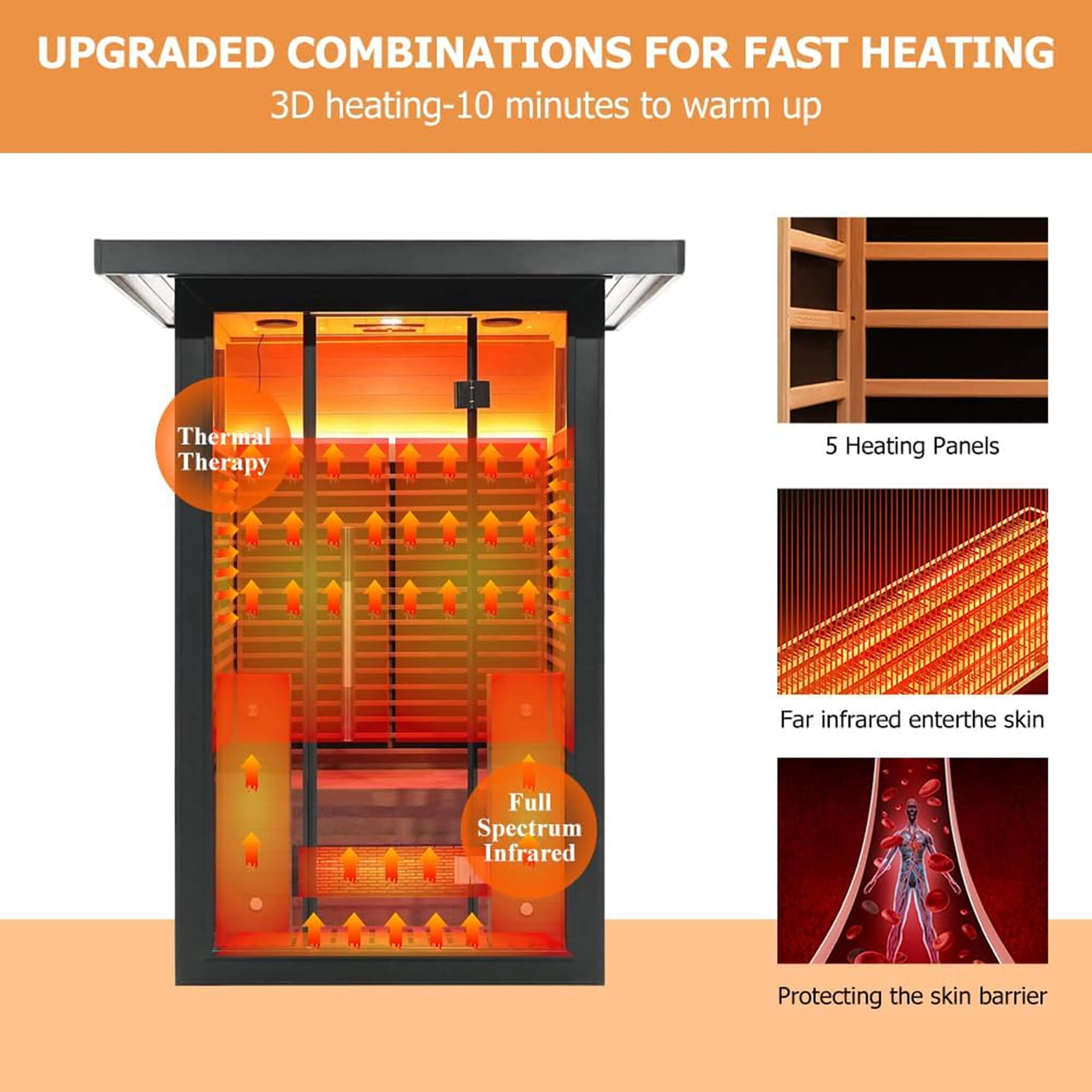 2-Person Outdoor Full-Spectrum Infrared Sauna with App Control and Glass Door