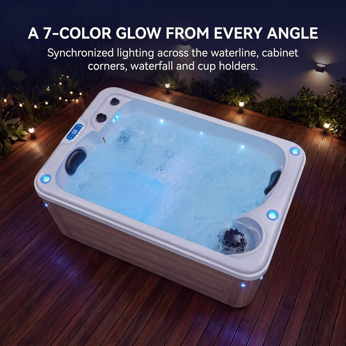 2-Person Outdoor Hot Tub With 15 Hydro Jets And Lights