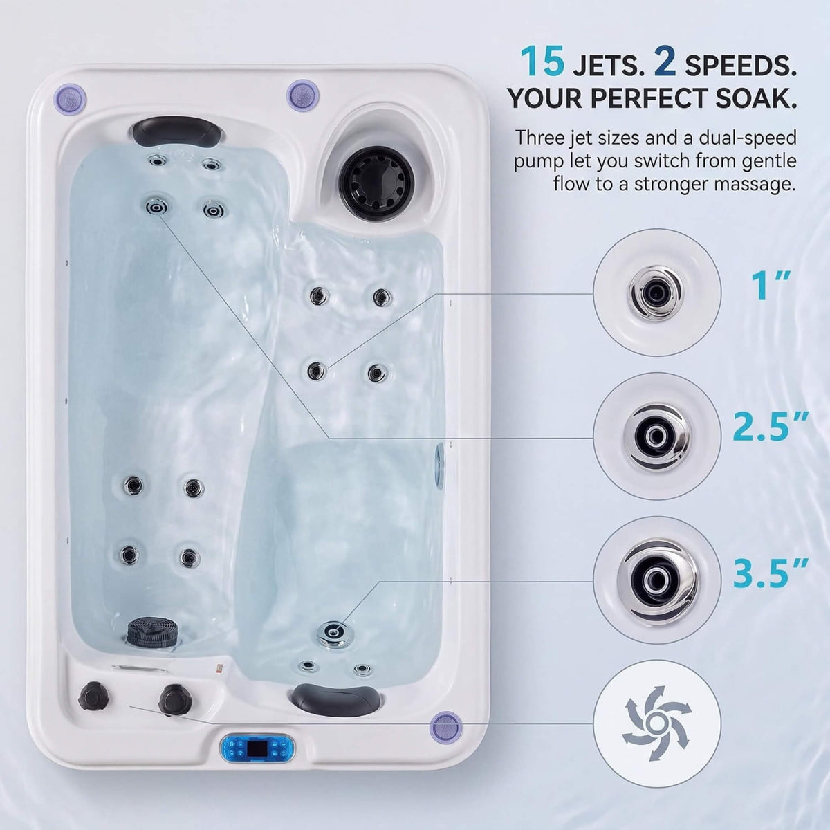 2-Person Outdoor Hot Tub With 15 Hydro Jets And Lights