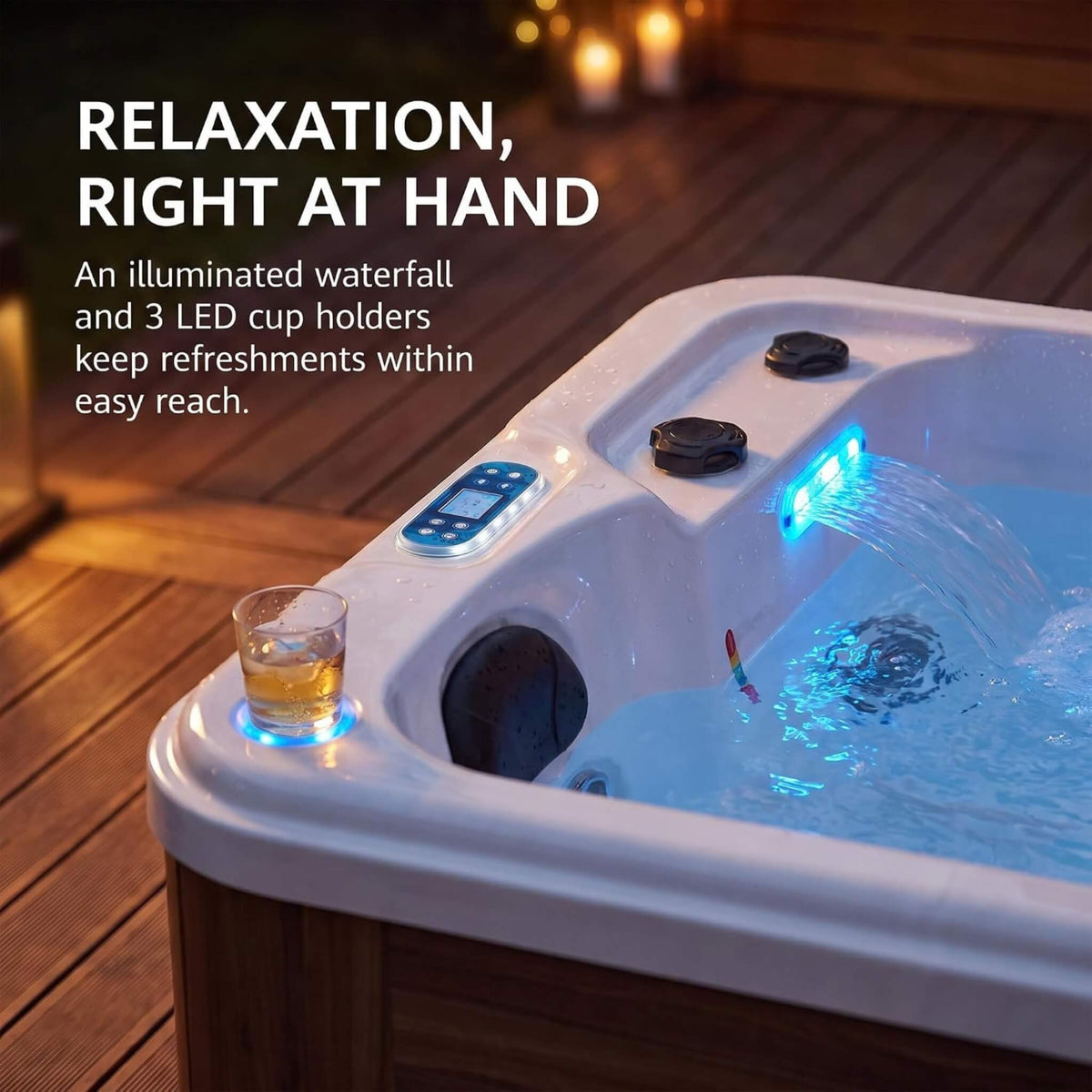 2-Person Outdoor Hot Tub With 15 Hydro Jets And Lights