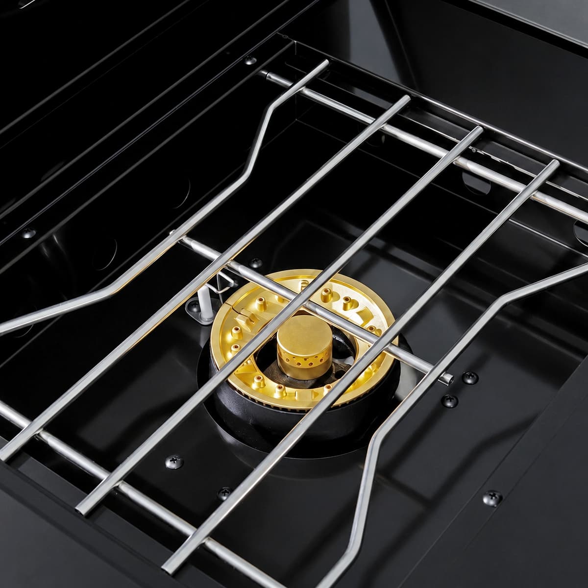 46"  Four Burners Black Outdoor Kitchen Islands Grill + Side Burner