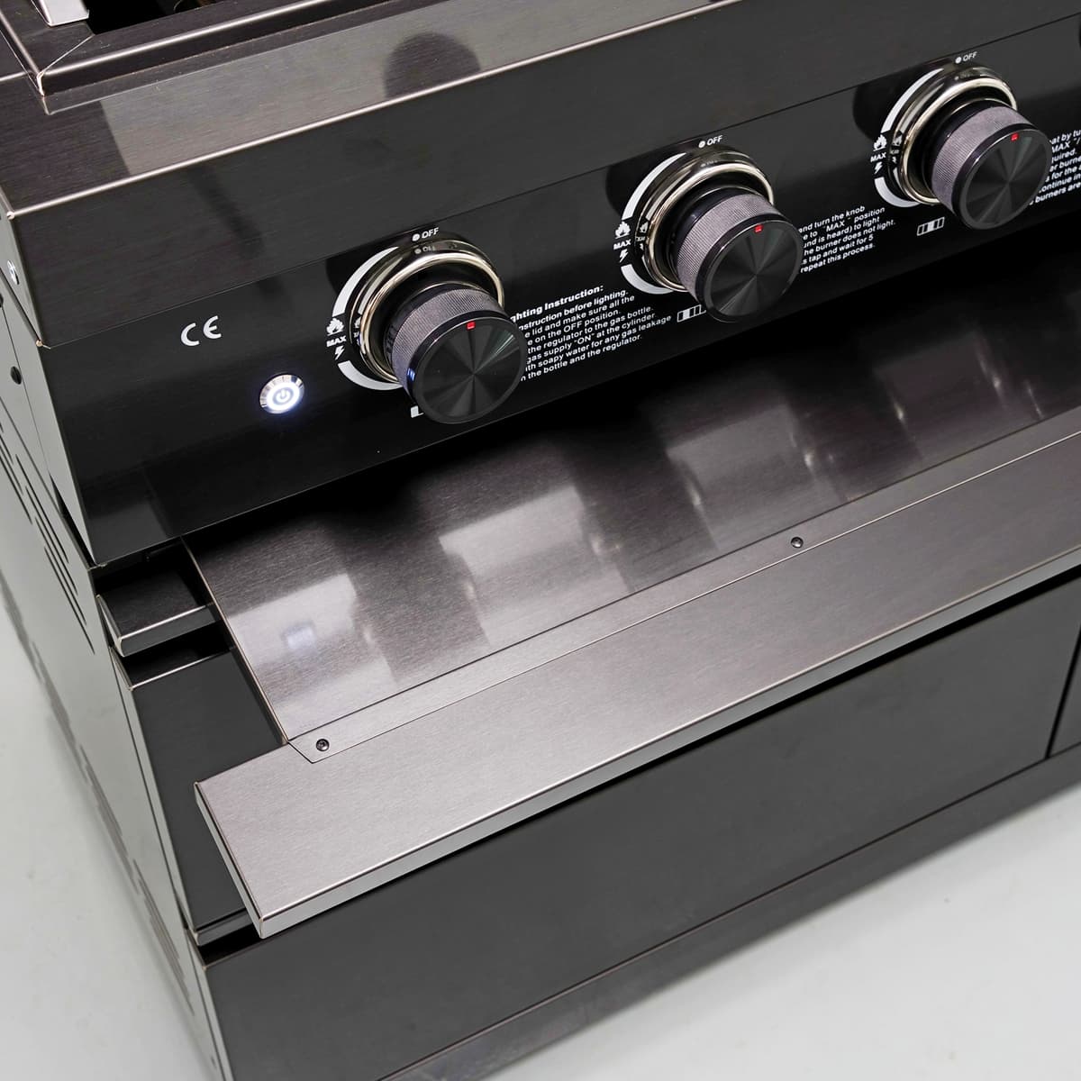 65" 4-Burner 72,000 BTU Black Outdoor Kitchen Island Grill Marble Countertops Wine Cooler