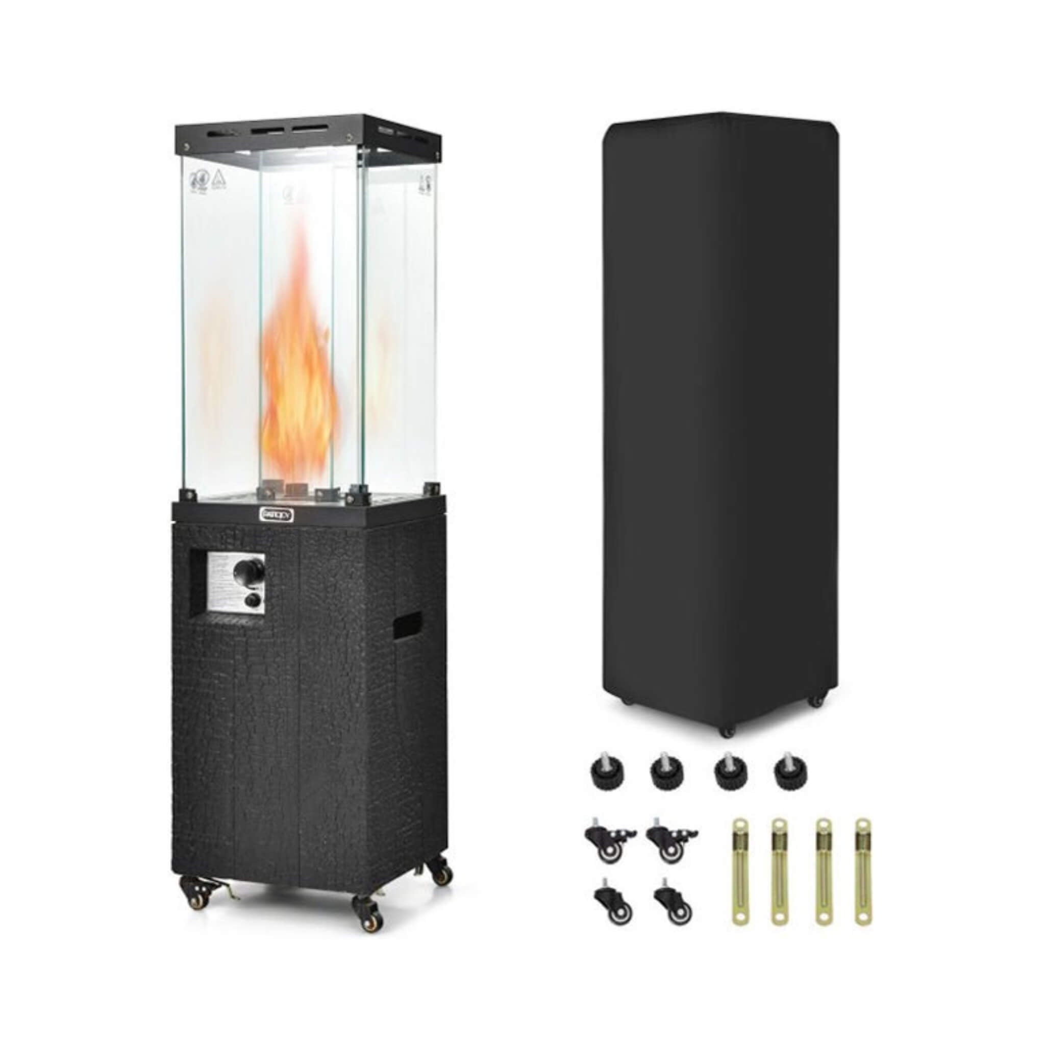 41,000 BTU Propane Patio Heater with Tempered Glass and Cover