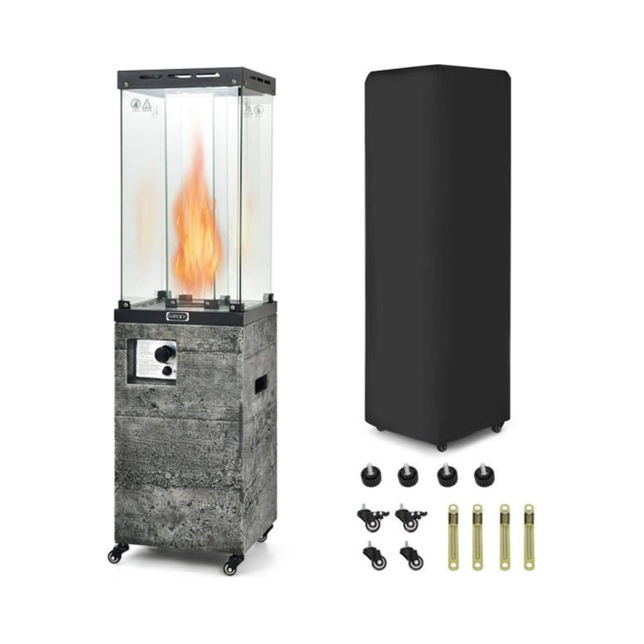 41,000 BTU Propane Patio Heater with Tempered Glass and Cover