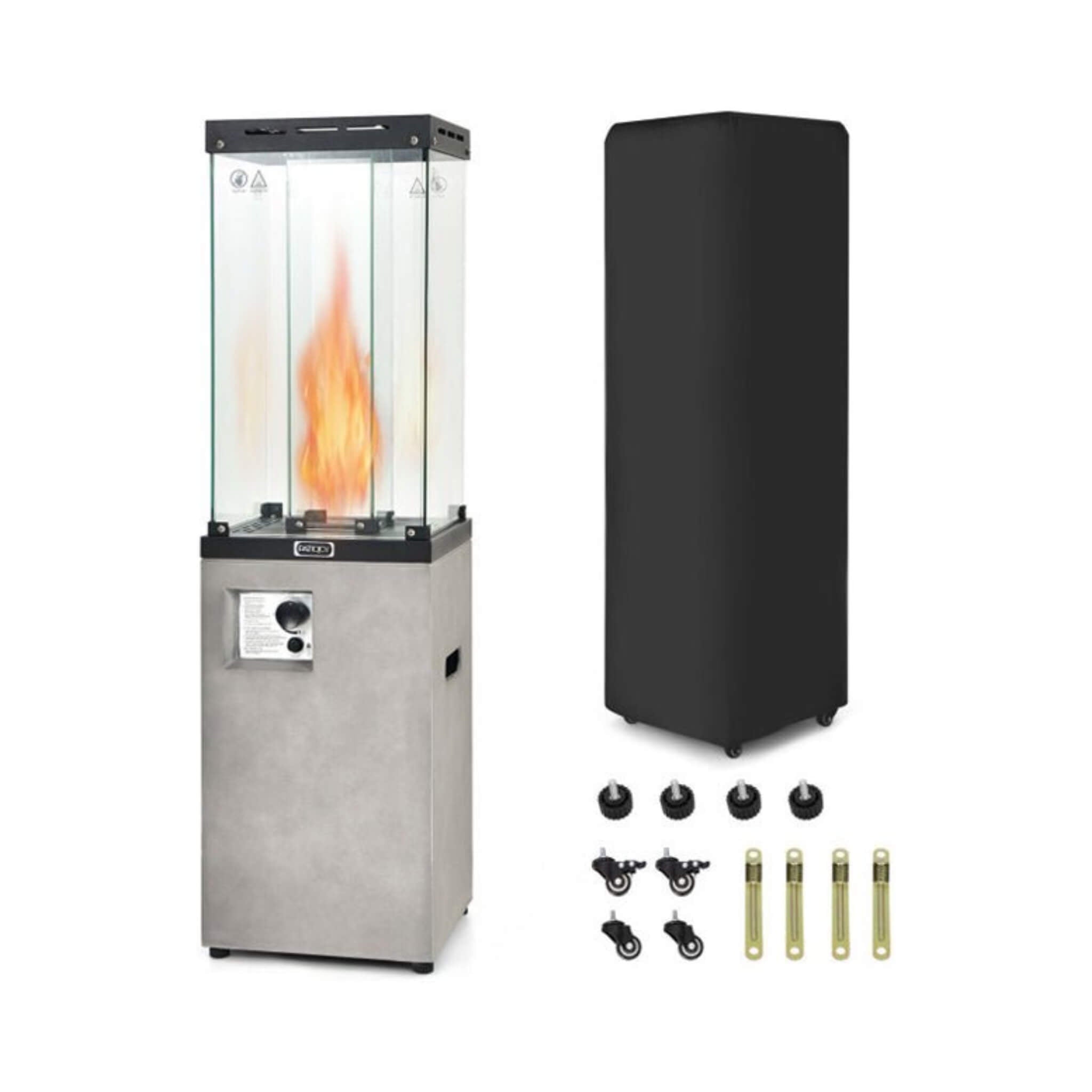 41,000 BTU Propane Patio Heater with Tempered Glass and Cover