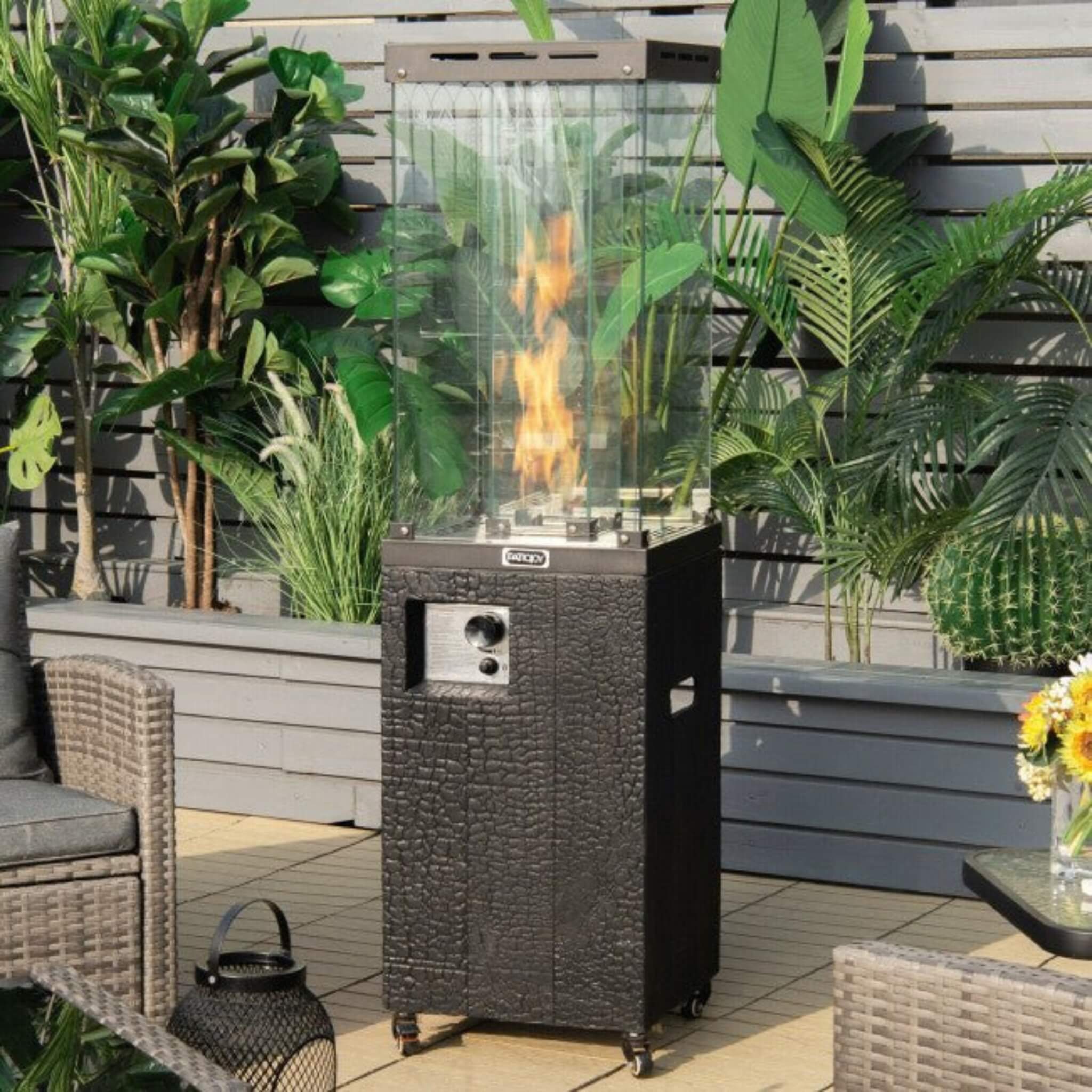 41,000 BTU Propane Patio Heater with Tempered Glass and Cover