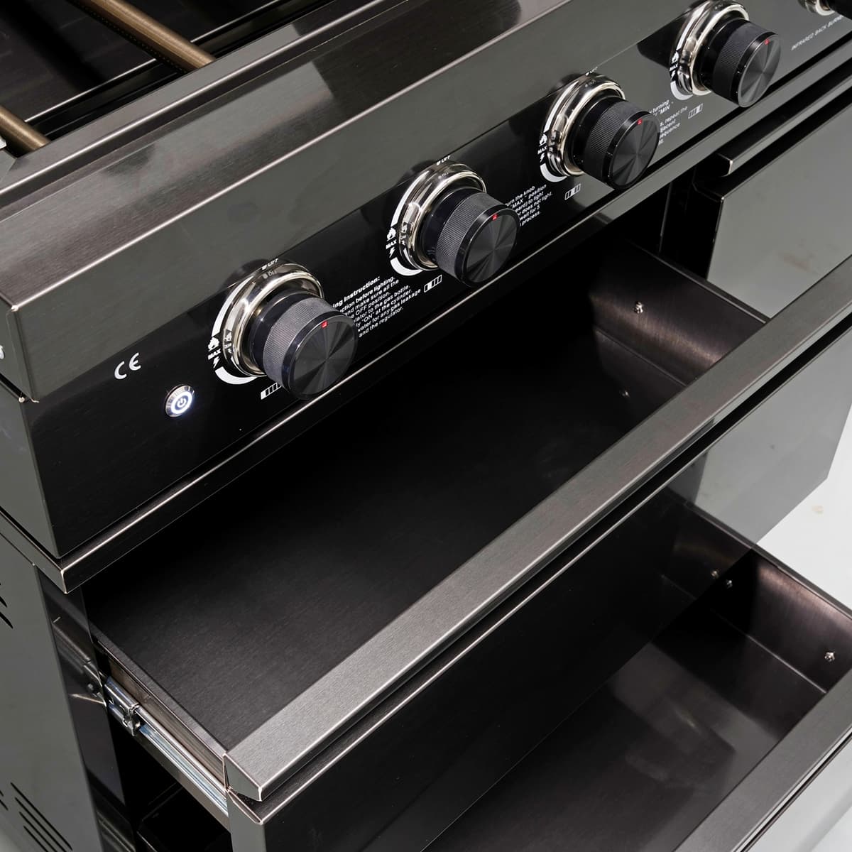 46"  Four Burners Black Outdoor Kitchen Islands Grill + Side Burner