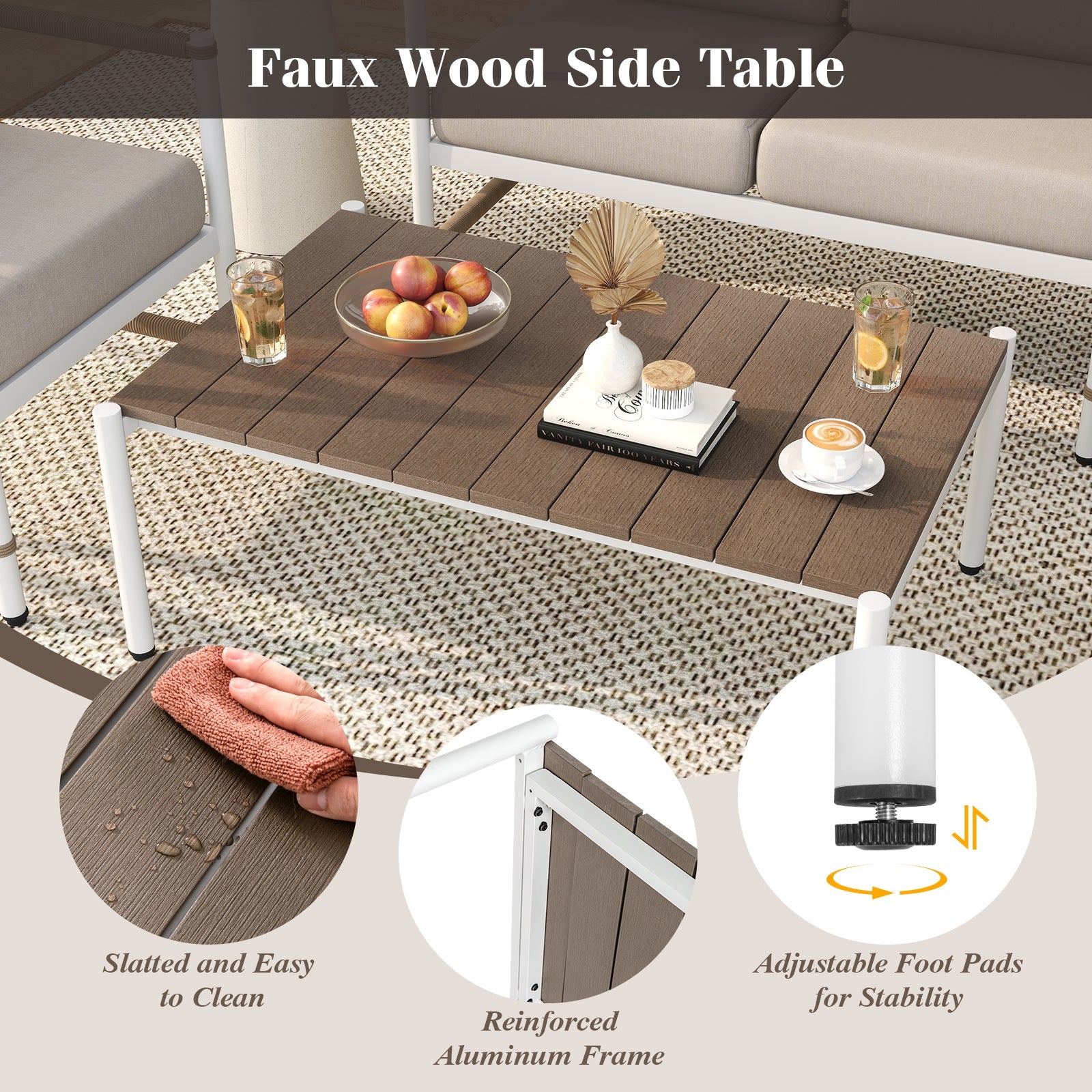 4-Piece Aluminum Patio Conversation Set with Loveseat, Chairs and Table