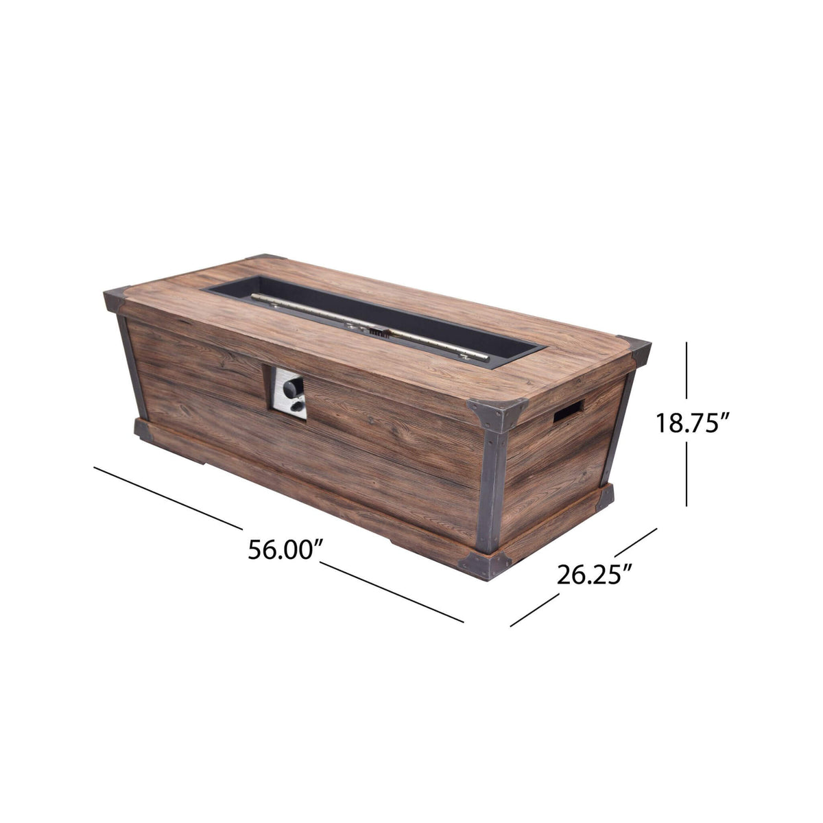 56-Inch Outdoor 50K BTU Wood Pattern Rectangle Gas Burning Fire Pit