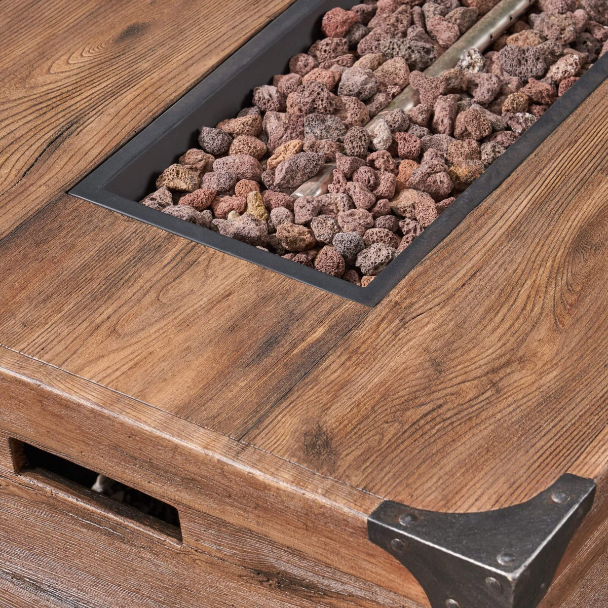 56-Inch Outdoor 50K BTU Wood Pattern Rectangle Gas Burning Fire Pit