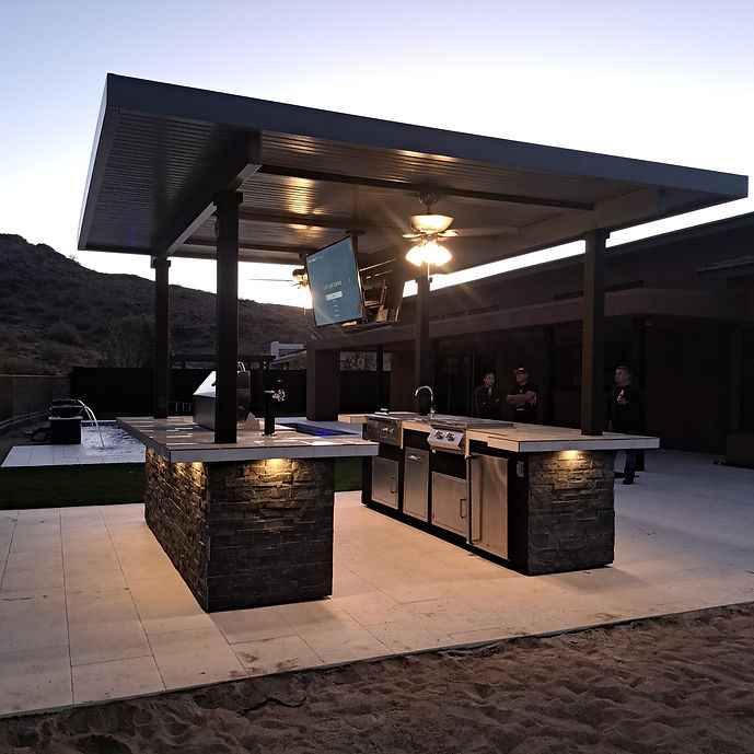KoKoMo Outdoor Kitchen BBQ Island with Dual TVs for Backyard Entertainment