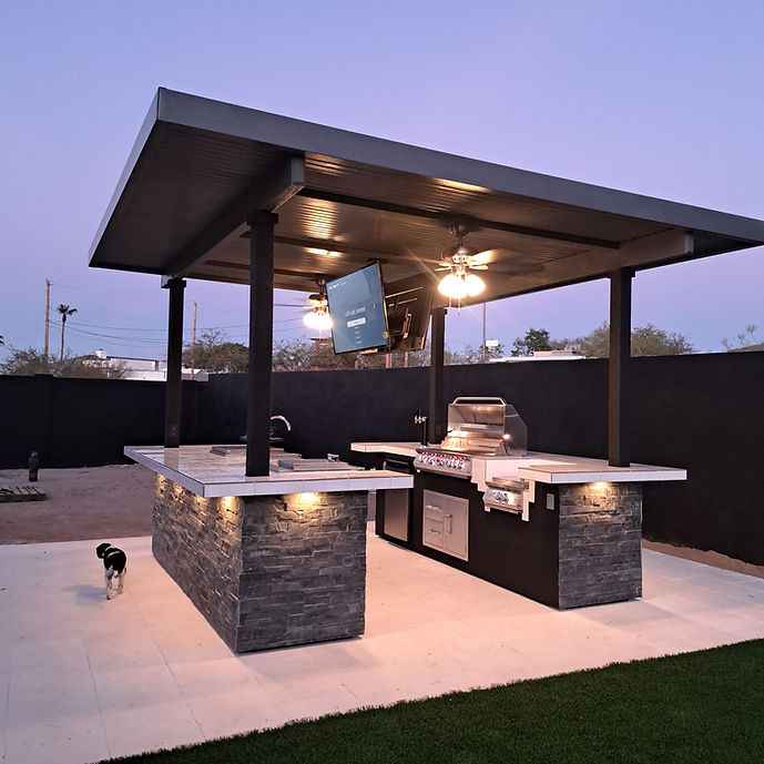 KoKoMo Outdoor Kitchen BBQ Island with Dual TVs for Backyard Entertainment