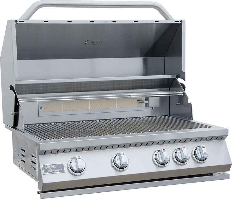 KoKoMo Outdoor Kitchen Island with Fire Feature | 7'6" x 9' BBQ Island