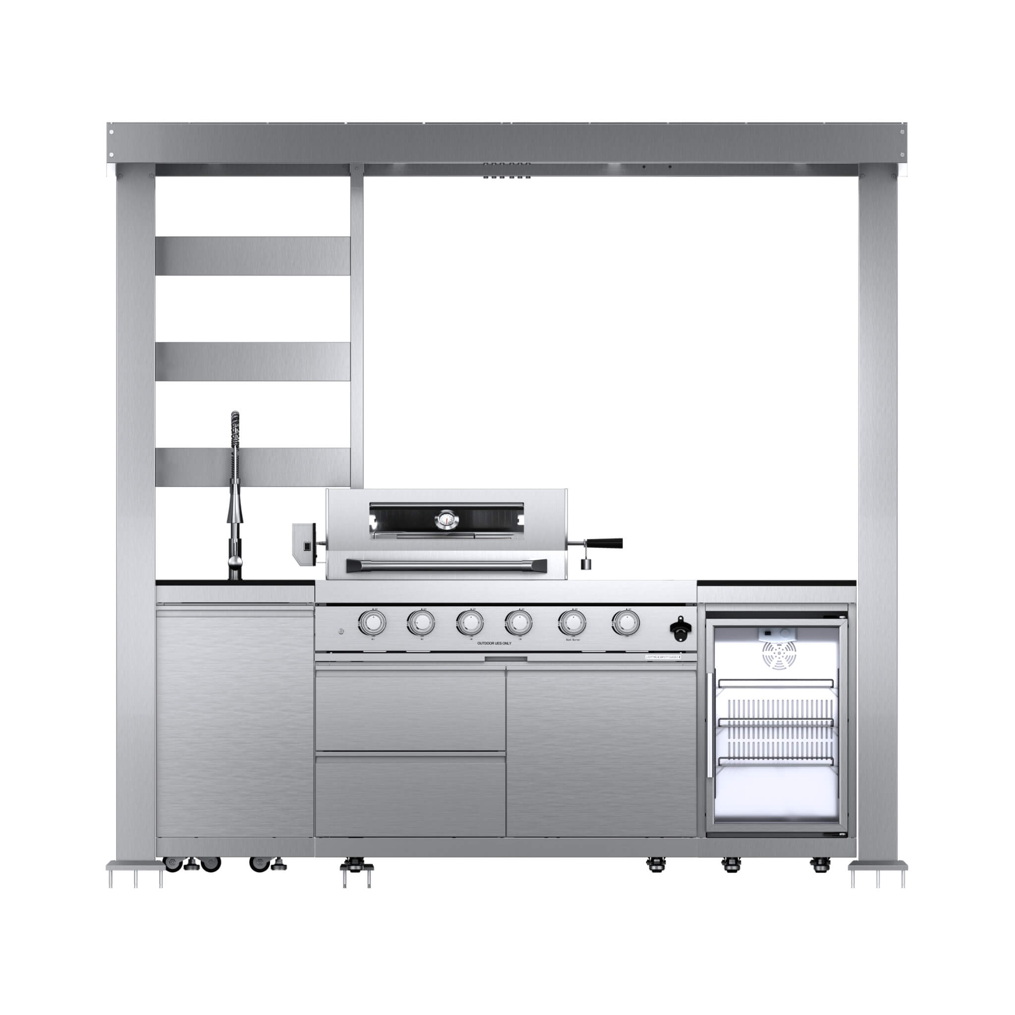 97-Inch 4-Burner Outdoor Kitchen Grill Island with Refrigerator, 72,000 BTU