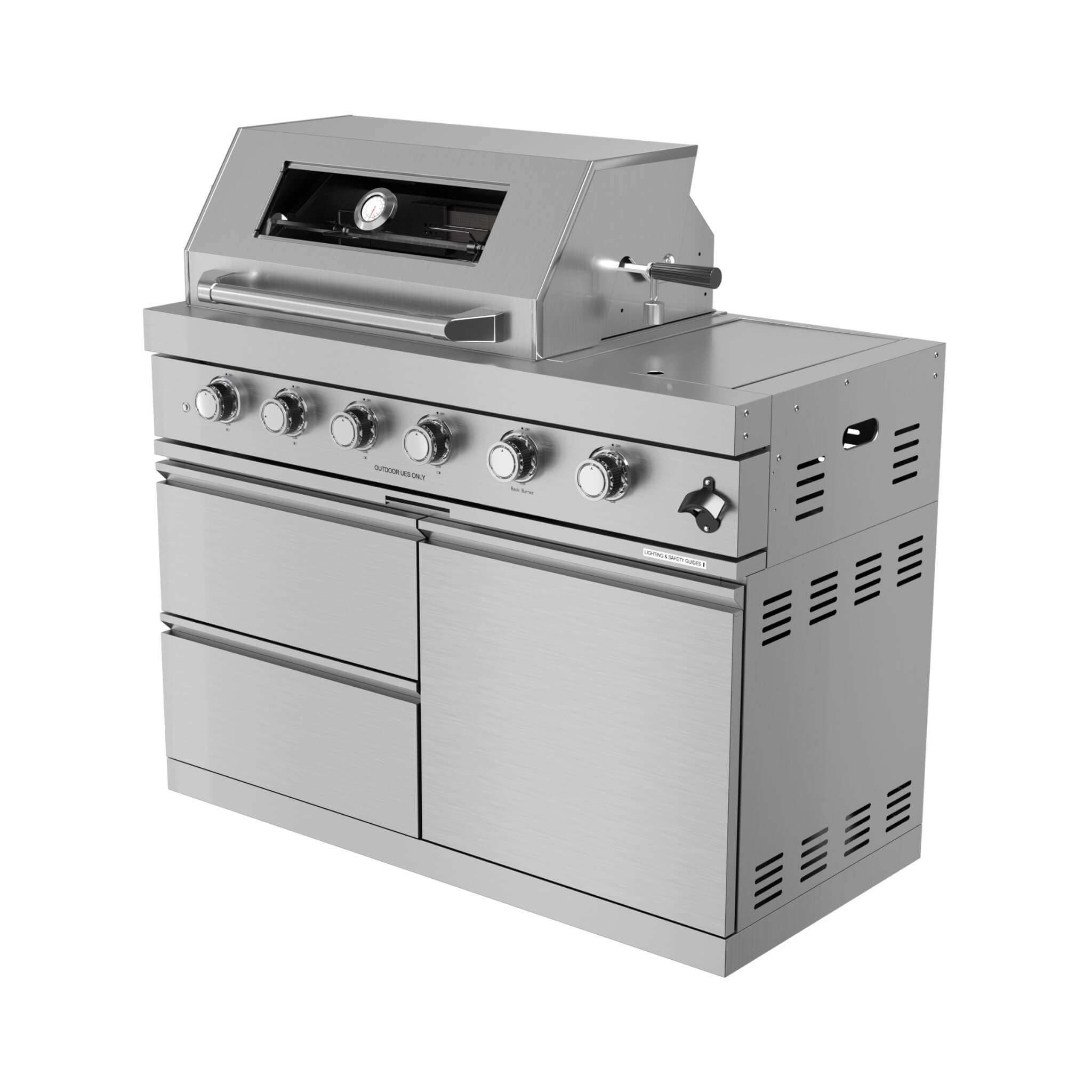 97-Inch 4-Burner Outdoor Kitchen Grill Island with Refrigerator, 72,000 BTU