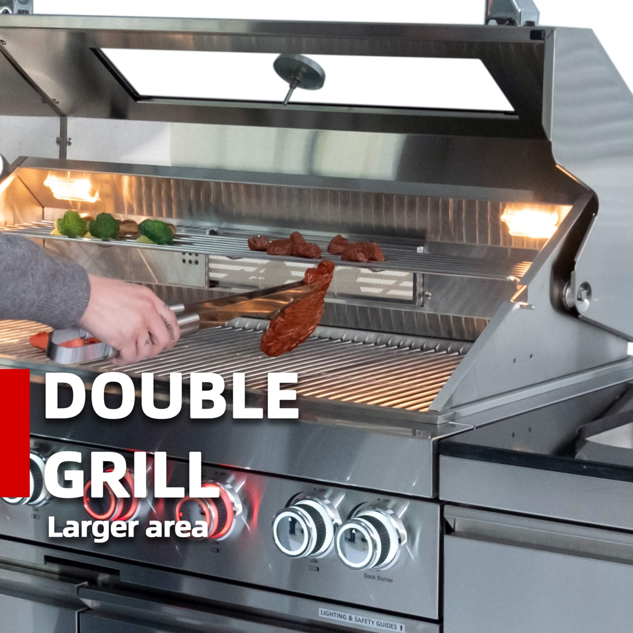 97-Inch 4-Burner Outdoor Kitchen Grill Island with Refrigerator, 72,000 BTU