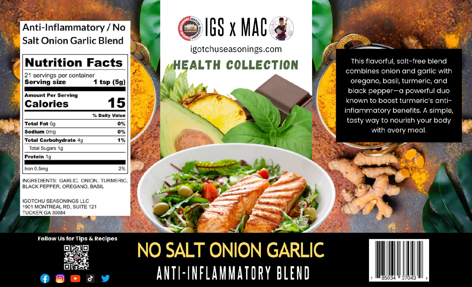 Health-Focused Seasoning Bundle with Heart, Digestive, Turmeric and Focus Blends